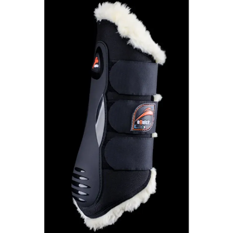 eQuick eKur Luxury Faux Lambs Wool Front Boots - Black